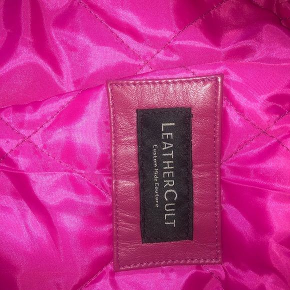Pink Leather Insulated Jacket by LeatherCulture - Picture 6 of 11